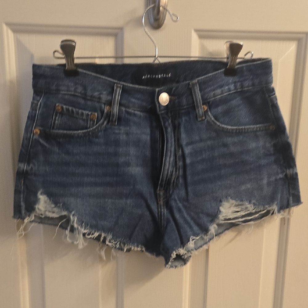 Aeropostale Vintage High Rise Shortie Denim Blue Women Shorts Sz 4